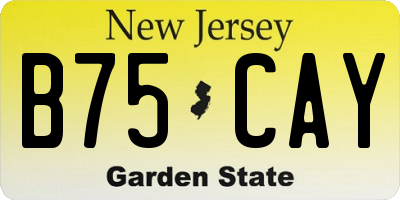 NJ license plate B75CAY