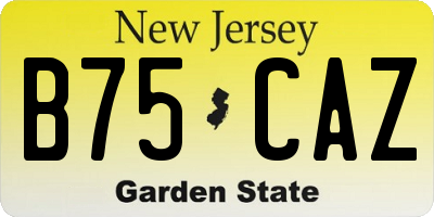 NJ license plate B75CAZ