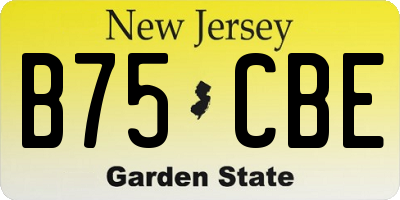 NJ license plate B75CBE