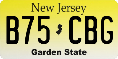 NJ license plate B75CBG