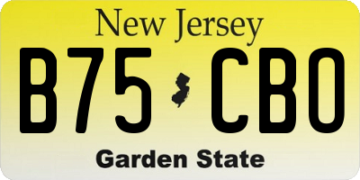 NJ license plate B75CBO