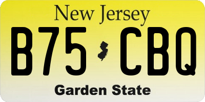 NJ license plate B75CBQ