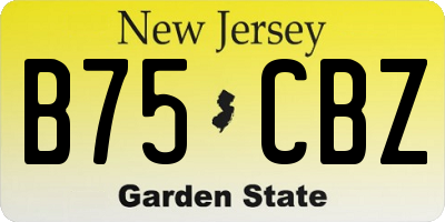 NJ license plate B75CBZ