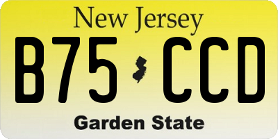 NJ license plate B75CCD