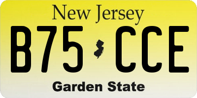NJ license plate B75CCE