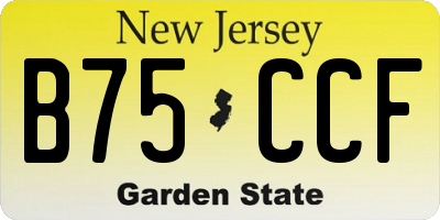 NJ license plate B75CCF