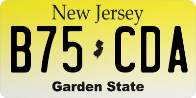 NJ license plate B75CDA