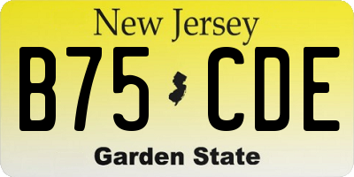 NJ license plate B75CDE
