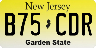 NJ license plate B75CDR