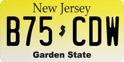 NJ license plate B75CDW
