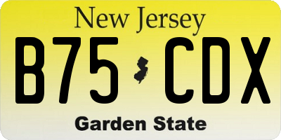 NJ license plate B75CDX