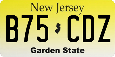 NJ license plate B75CDZ