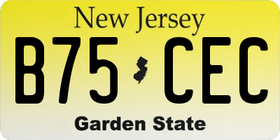 NJ license plate B75CEC