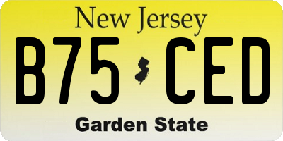 NJ license plate B75CED