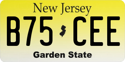 NJ license plate B75CEE
