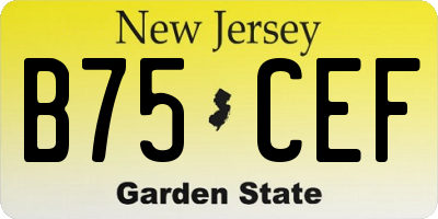 NJ license plate B75CEF
