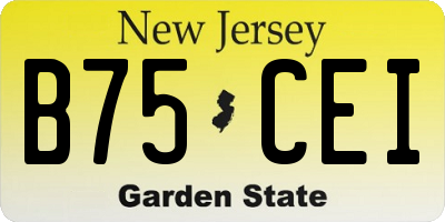 NJ license plate B75CEI