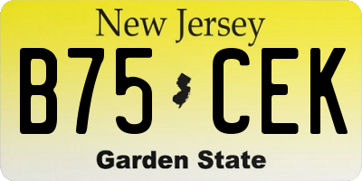NJ license plate B75CEK