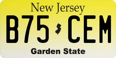 NJ license plate B75CEM