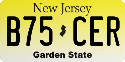 NJ license plate B75CER