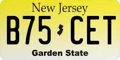 NJ license plate B75CET