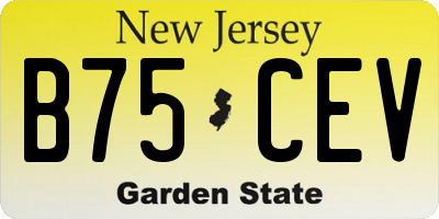 NJ license plate B75CEV