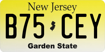NJ license plate B75CEY