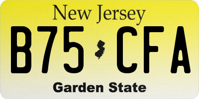 NJ license plate B75CFA