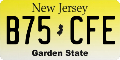 NJ license plate B75CFE