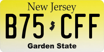 NJ license plate B75CFF
