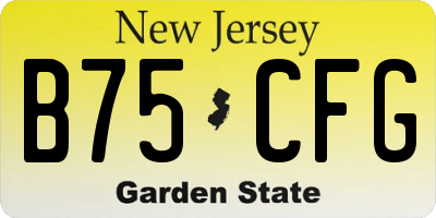 NJ license plate B75CFG