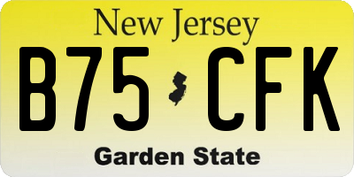 NJ license plate B75CFK