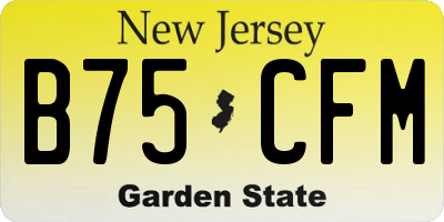NJ license plate B75CFM