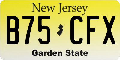 NJ license plate B75CFX