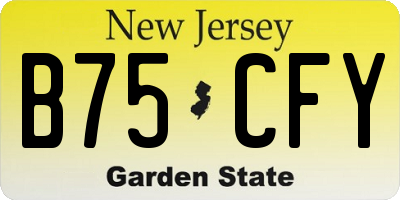 NJ license plate B75CFY