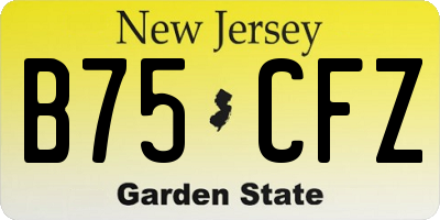 NJ license plate B75CFZ