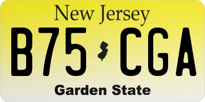 NJ license plate B75CGA