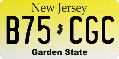 NJ license plate B75CGC
