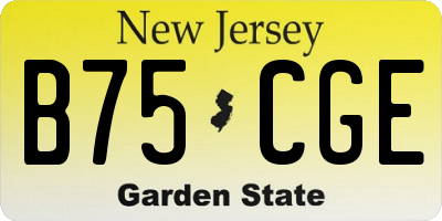 NJ license plate B75CGE
