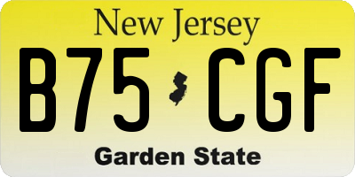 NJ license plate B75CGF