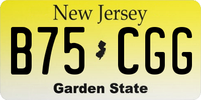NJ license plate B75CGG