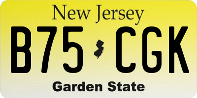 NJ license plate B75CGK