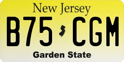 NJ license plate B75CGM