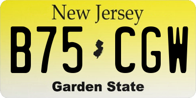 NJ license plate B75CGW