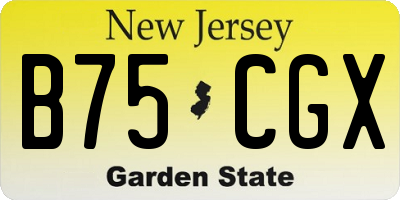 NJ license plate B75CGX