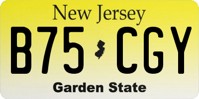NJ license plate B75CGY