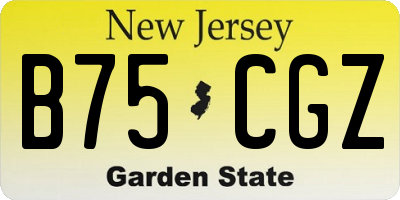 NJ license plate B75CGZ