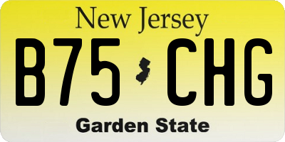 NJ license plate B75CHG