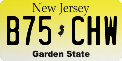 NJ license plate B75CHW