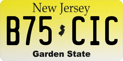 NJ license plate B75CIC
